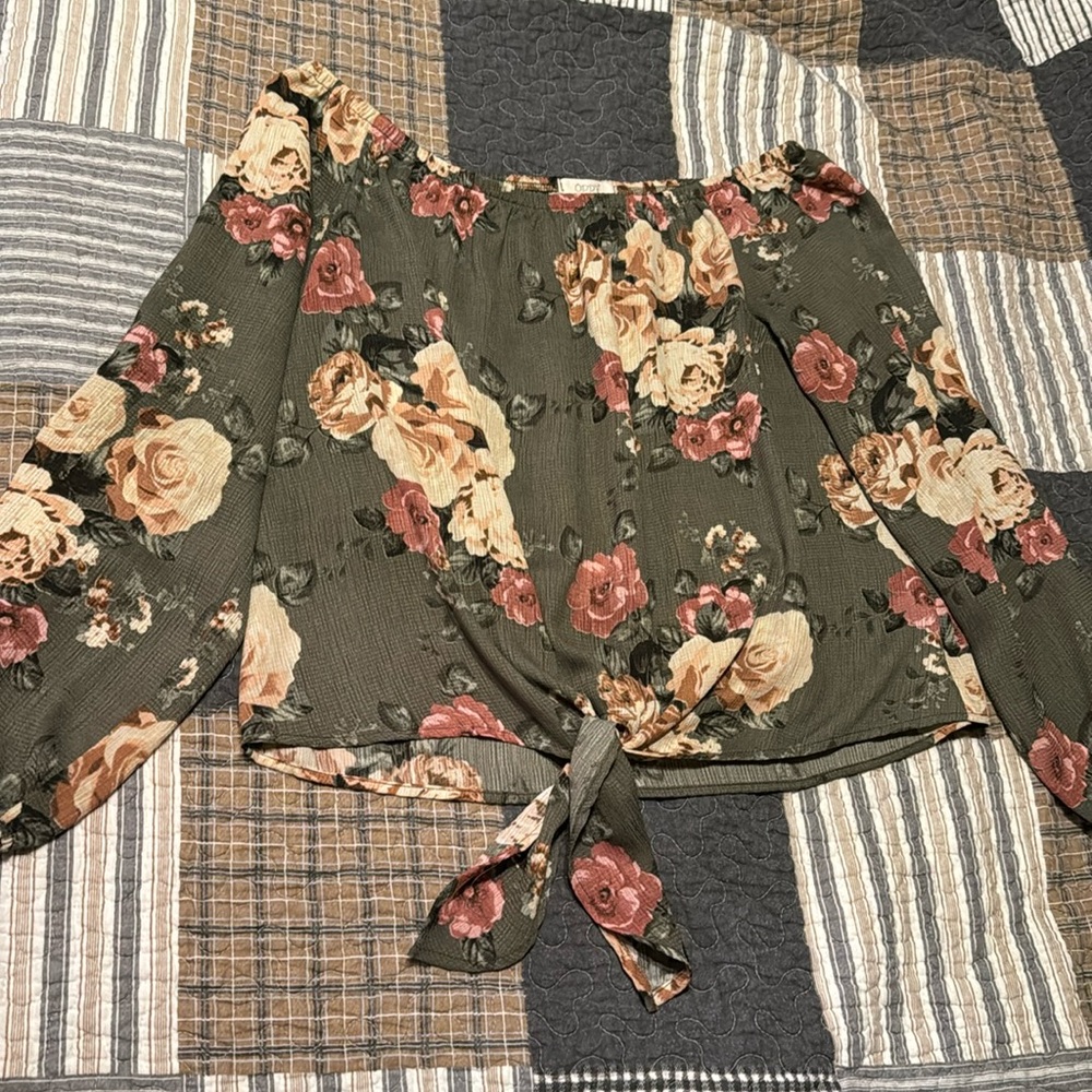 Green Floral Top